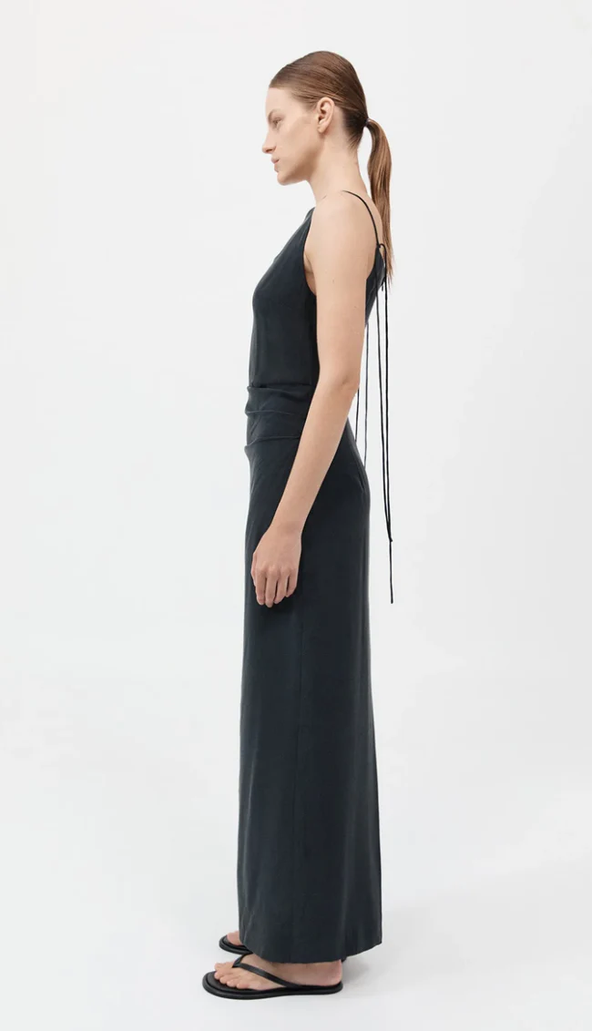 St. Agni Silk Tuck Dress - Black - Image 4