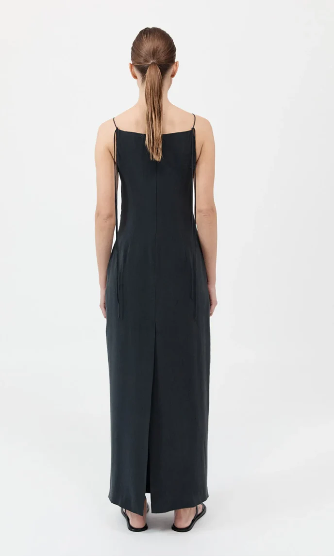 St. Agni Silk Tuck Dress - Black - Image 5