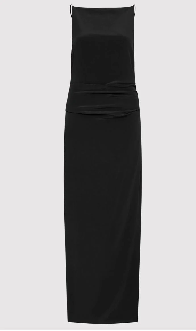 St. Agni Silk Tuck Dress - Black - Image 6