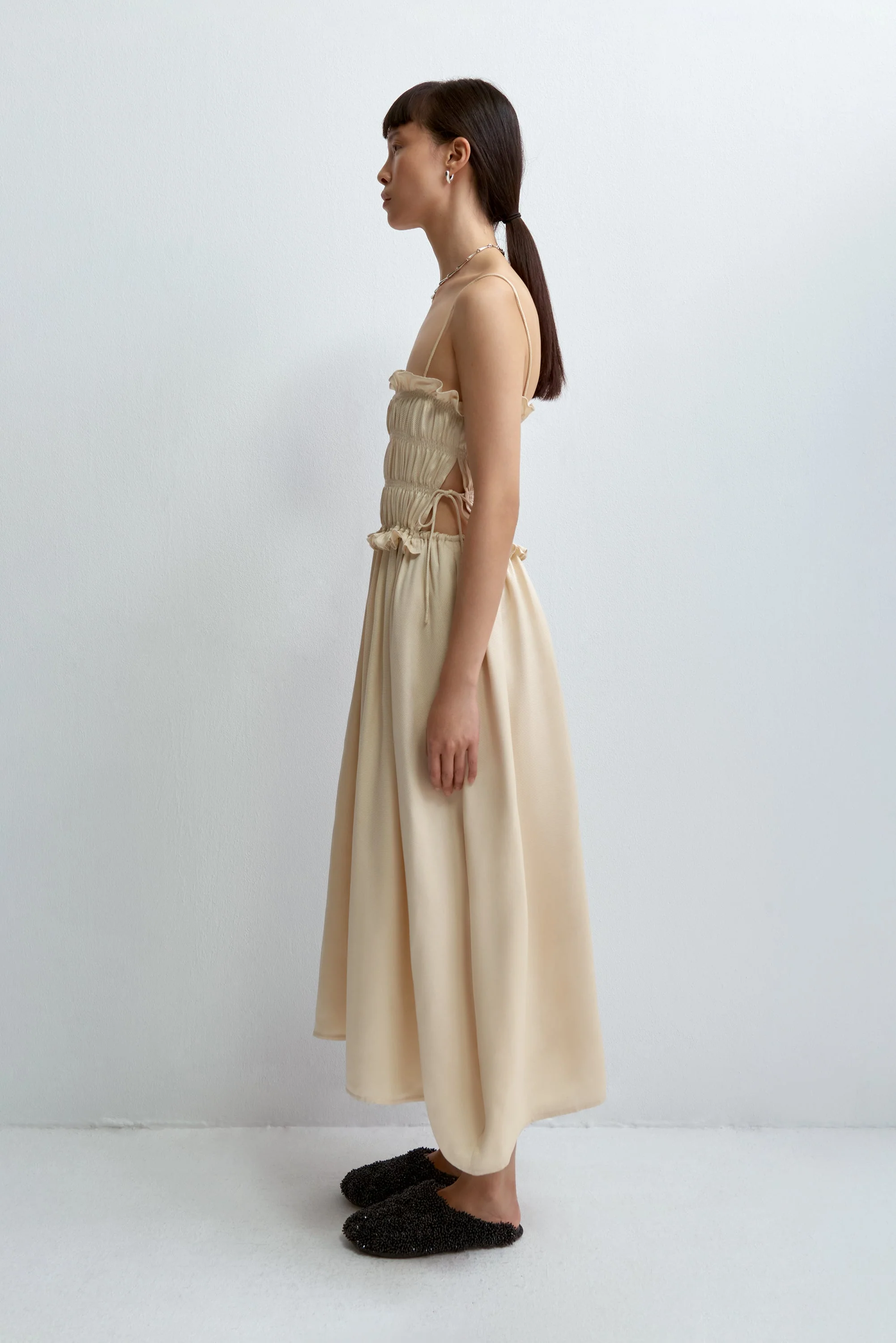 Cordera Viscose Gathered Dress - Shell - Image 2