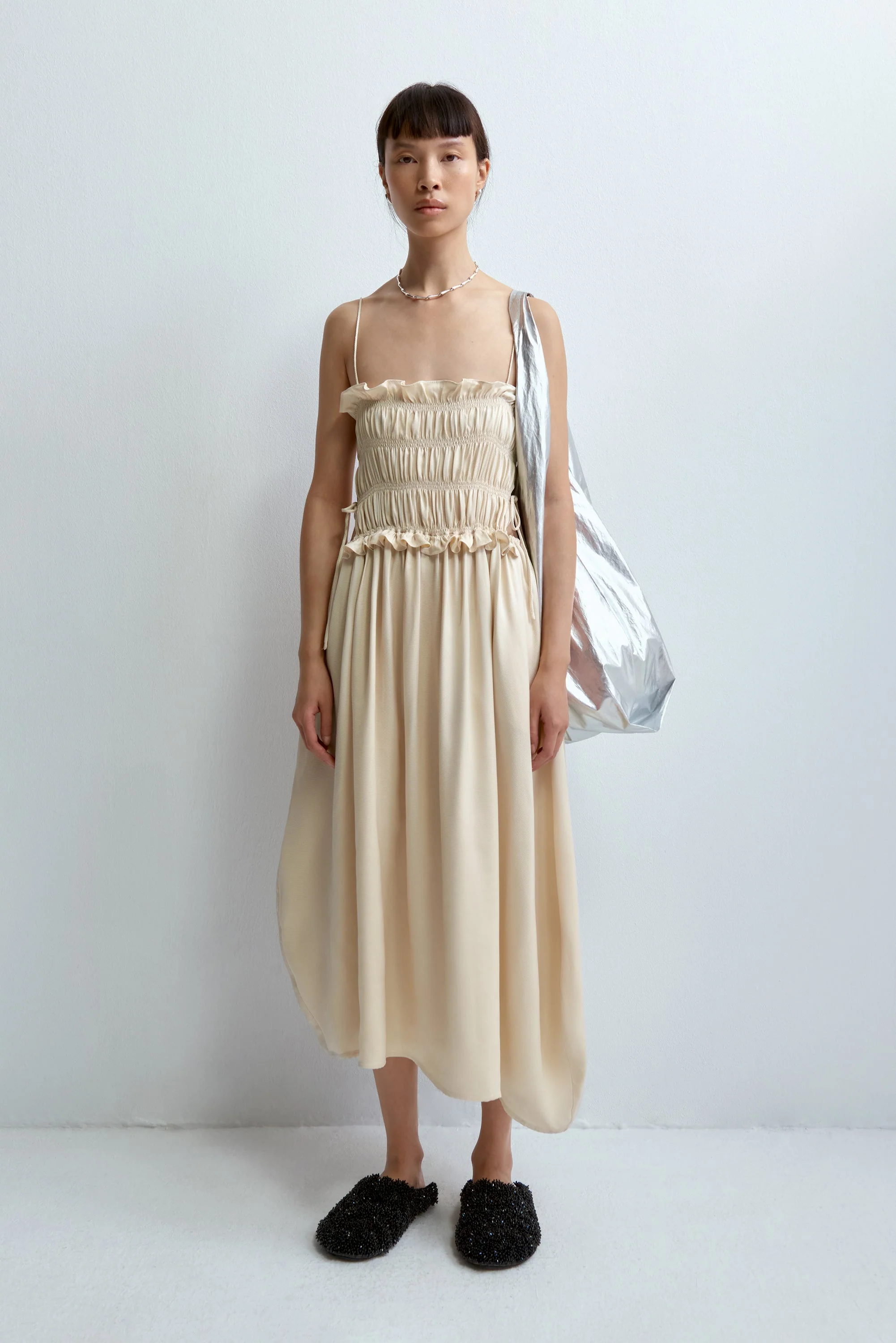 Cordera Viscose Gathered Dress - Shell - Image 3