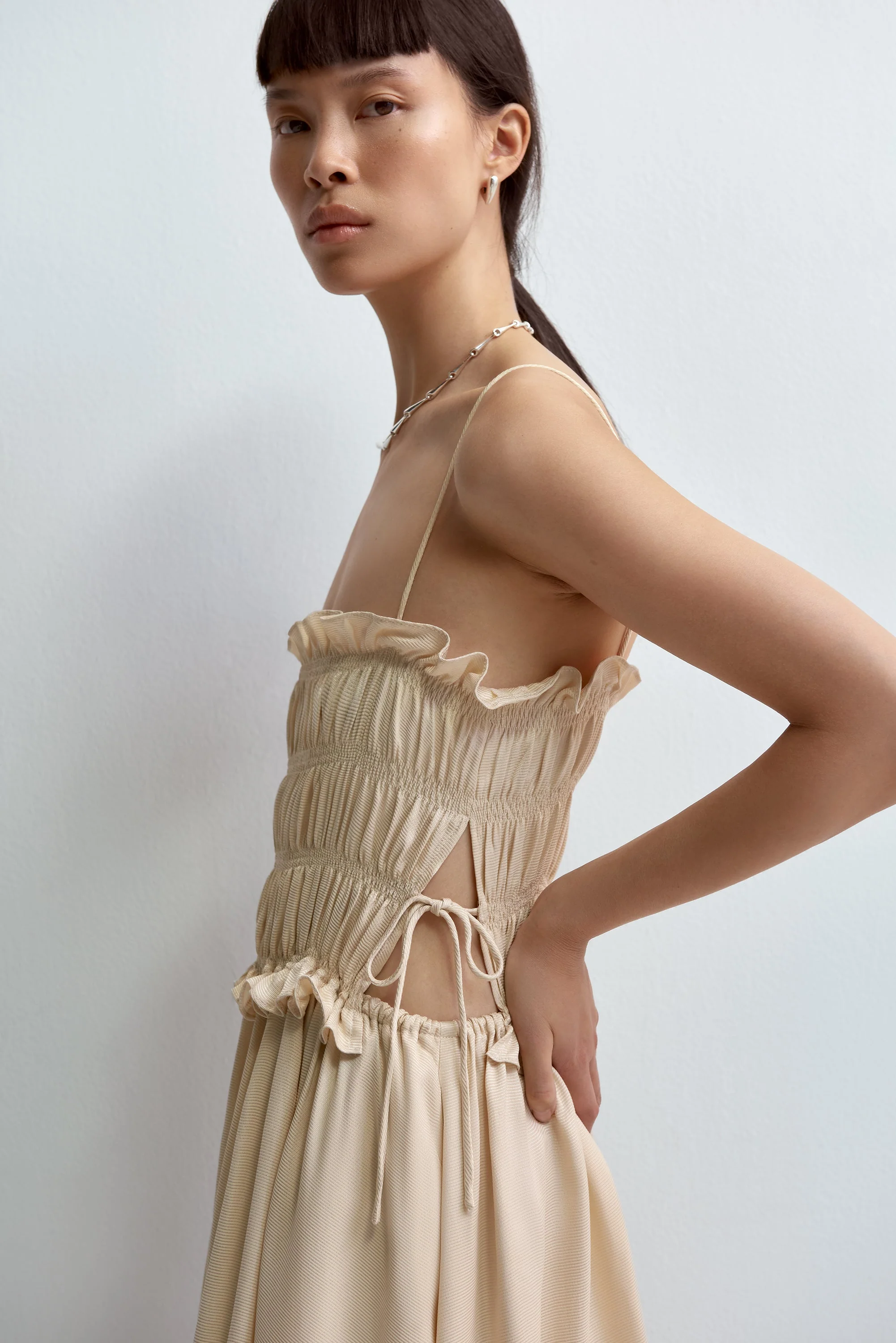 Cordera Viscose Gathered Dress - Shell - Image 4