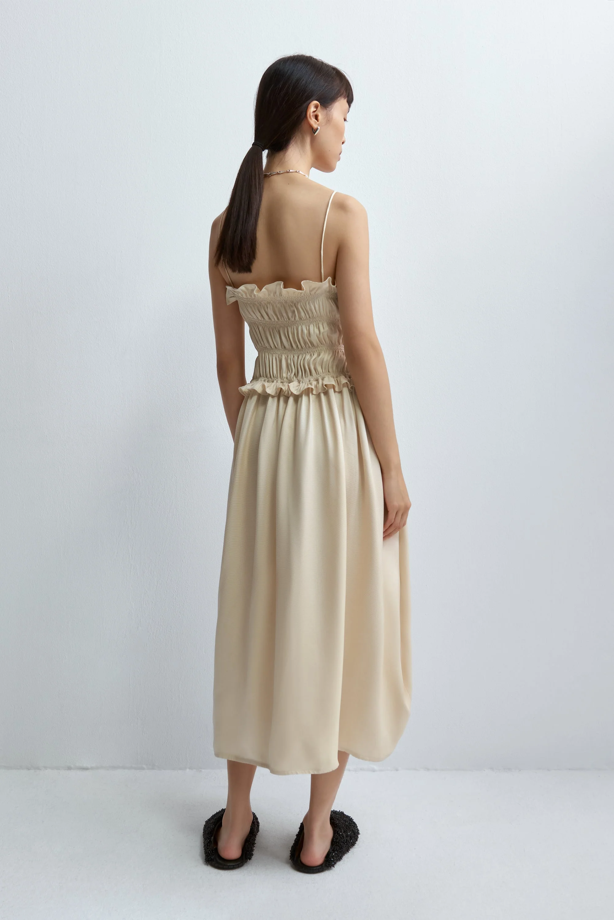 Cordera Viscose Gathered Dress - Shell - Image 5