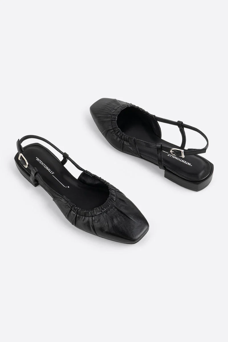 "INTENTIONALLY __________." DAFF SLINGBACK FLAT - Black/Cream - Image 4