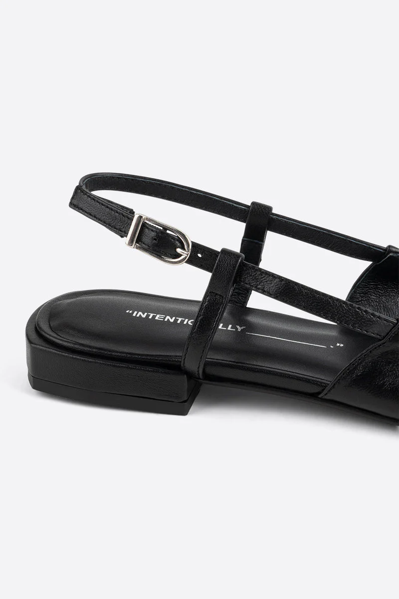 "INTENTIONALLY __________." DAFF SLINGBACK FLAT - Black/Cream - Image 6