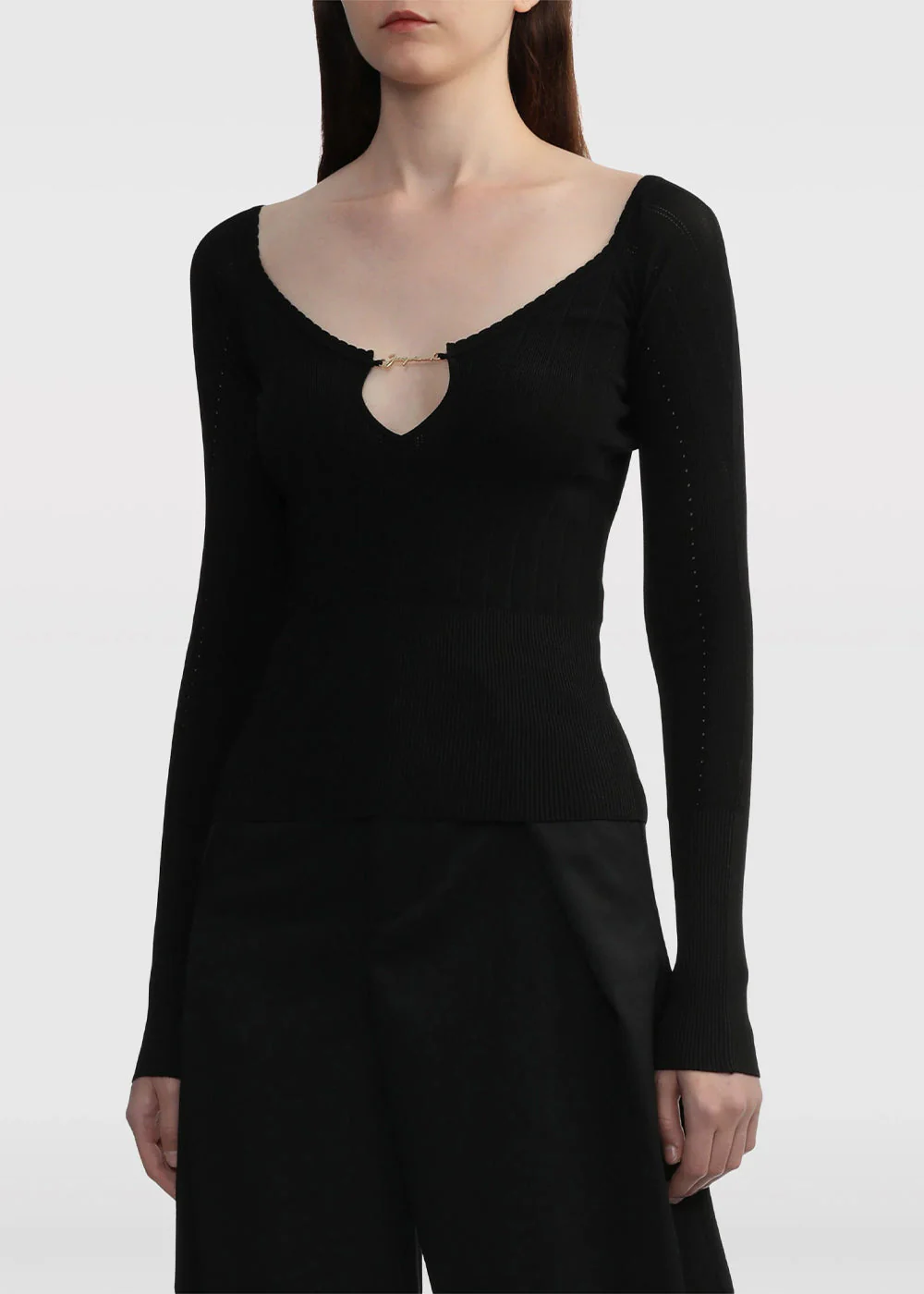 Jacquemus Black Le haut Pralu Long Sleeve T Shirt - Black - Image 2