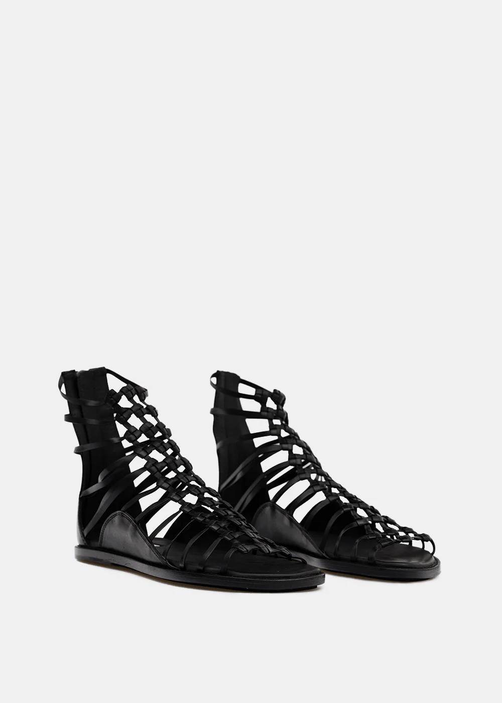 Ann Demeulemeester Black Woven Strap Flats - Black - Image 3