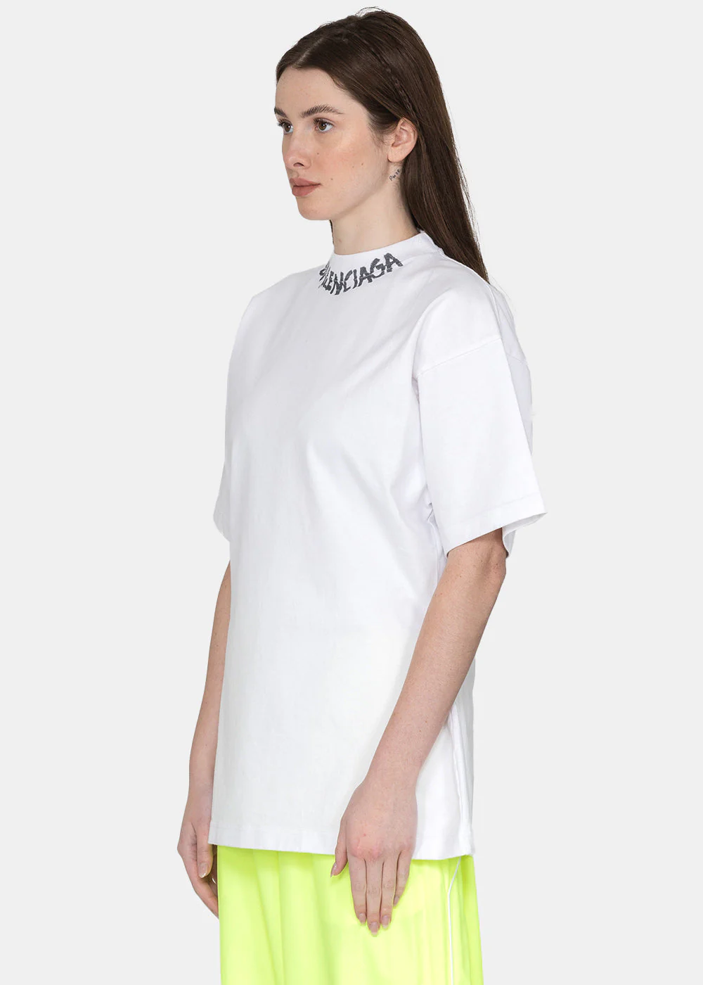 Balenciaga Curved Logo T-Shirt - White - Image 3