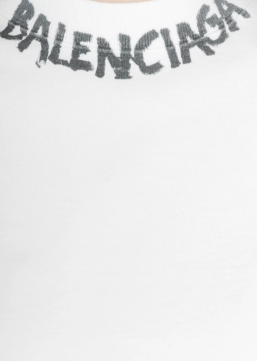 Balenciaga Curved Logo T-Shirt - White - Image 4