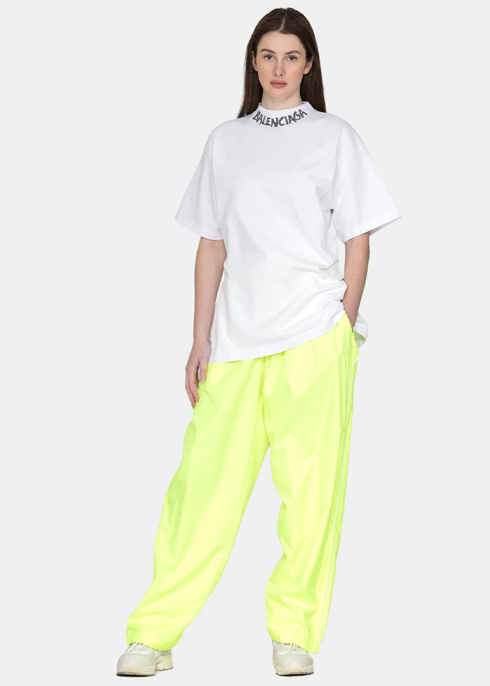 Balenciaga Curved Logo T-Shirt - White - Image 5
