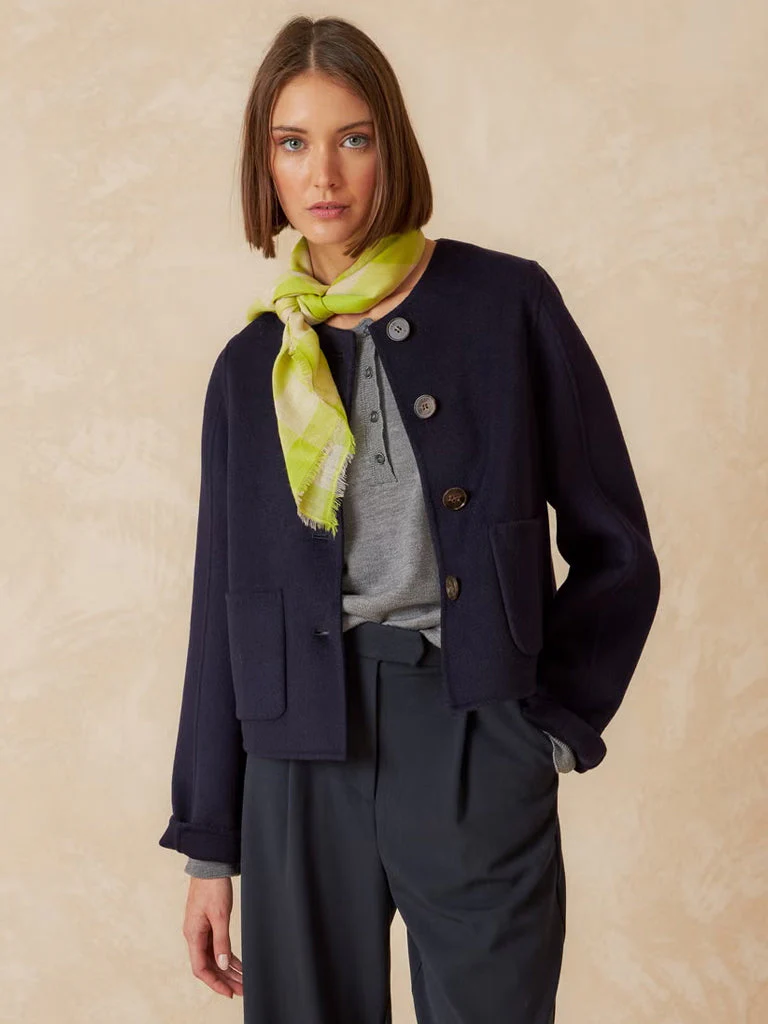Indi & Cold Collarless Jacket - Marino - Image 3