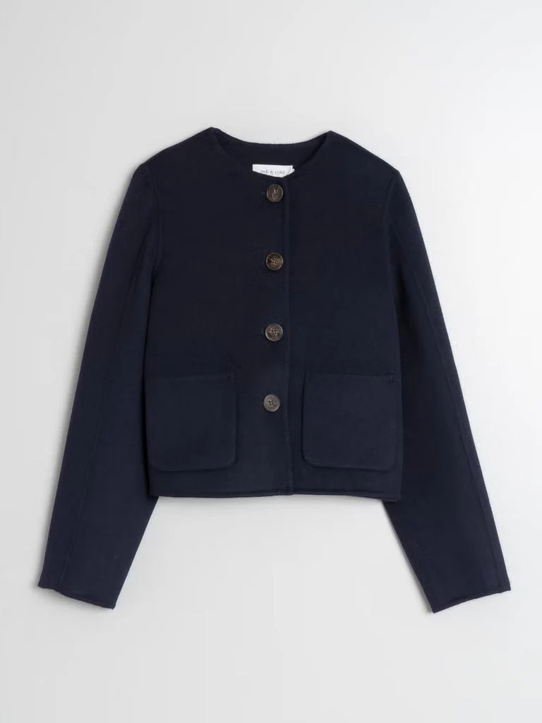 Indi & Cold Collarless Jacket - Marino - Image 5
