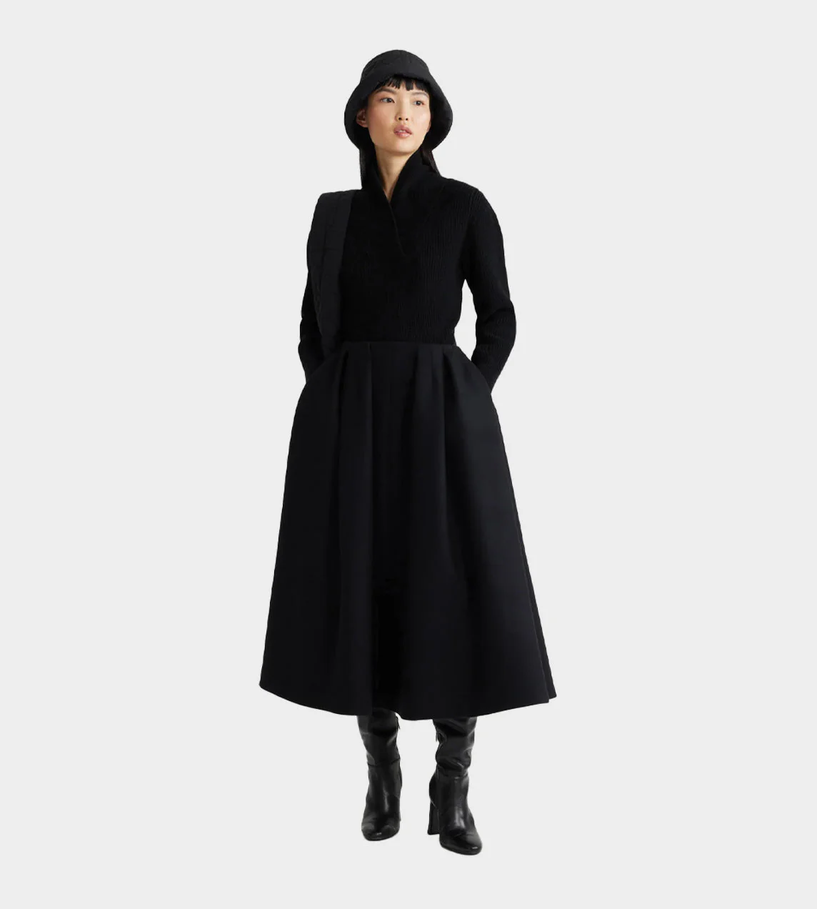 Patou Mid-length Volume Pleated Skirt - Black - Image 2