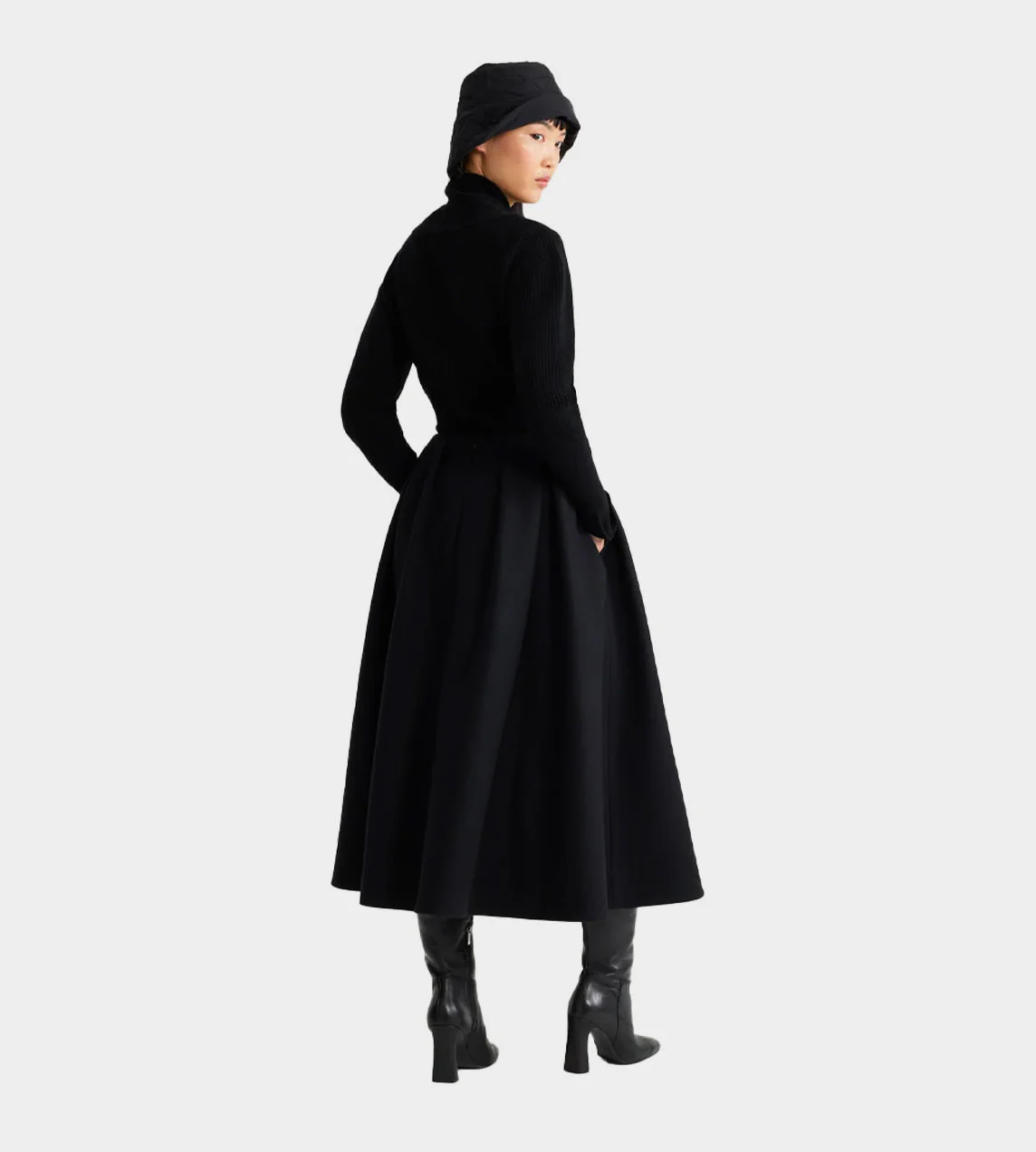 Patou Mid-length Volume Pleated Skirt - Black - Image 3