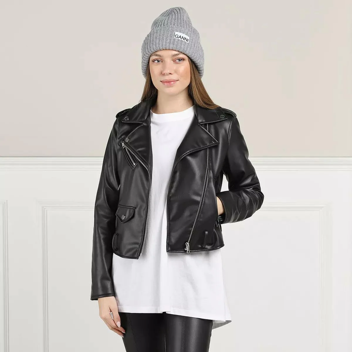 Ganni Structured Rib Beanie - Paloma Melange - Image 2