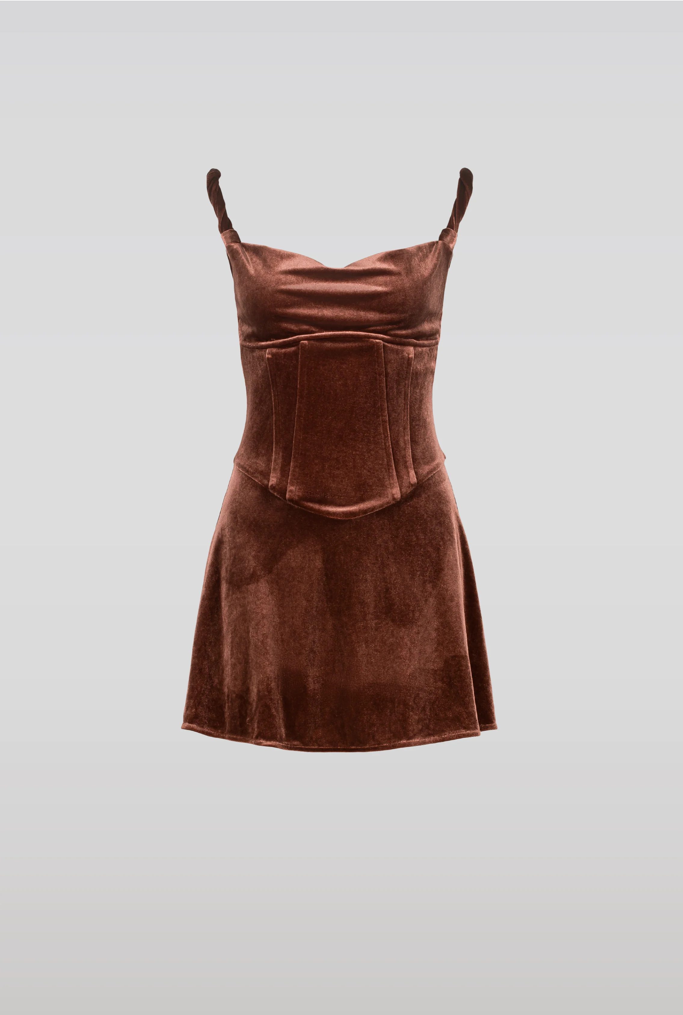 SAEMDI Velvet corset dress - Brown - Image 3