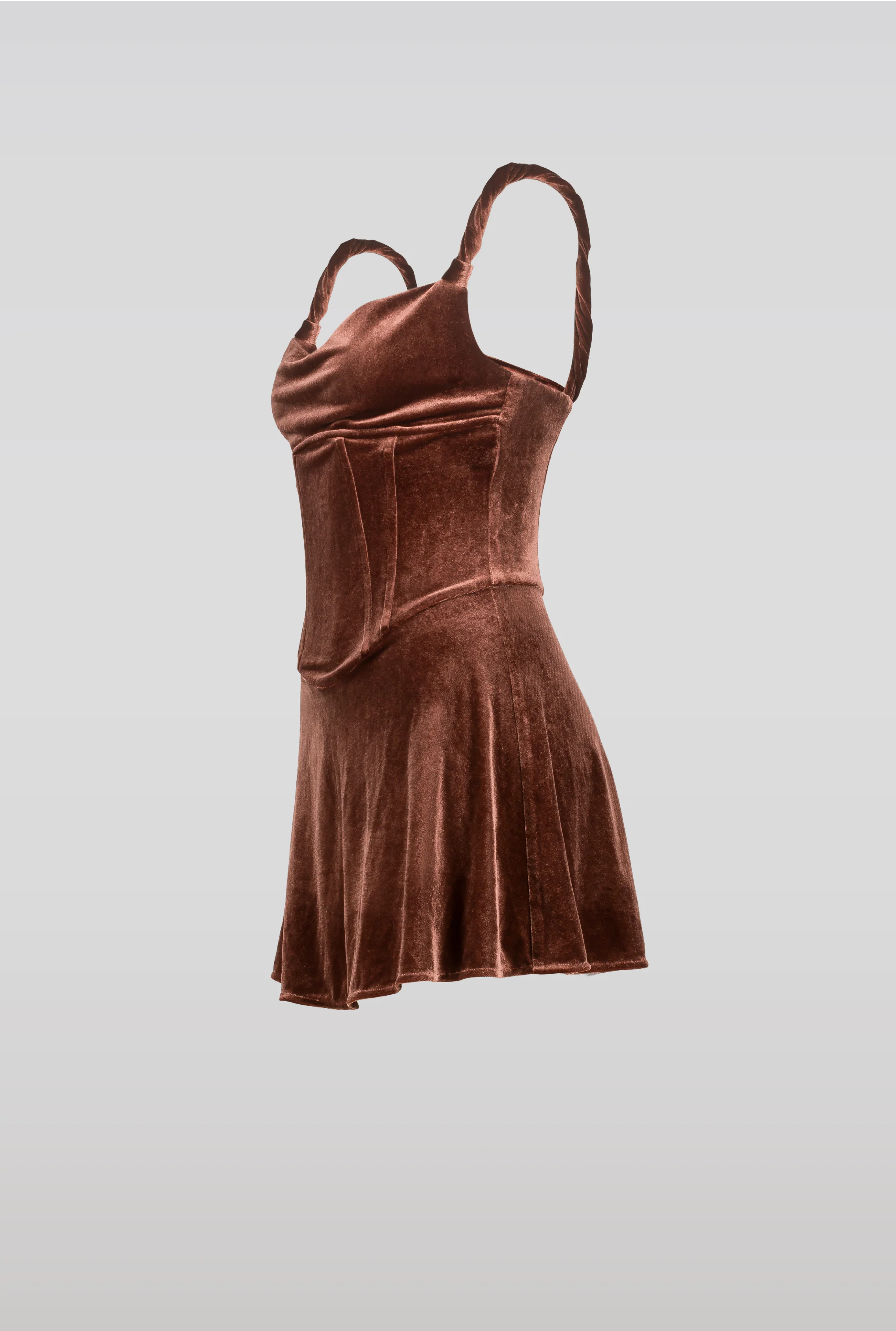SAEMDI Velvet corset dress - Brown - Image 4