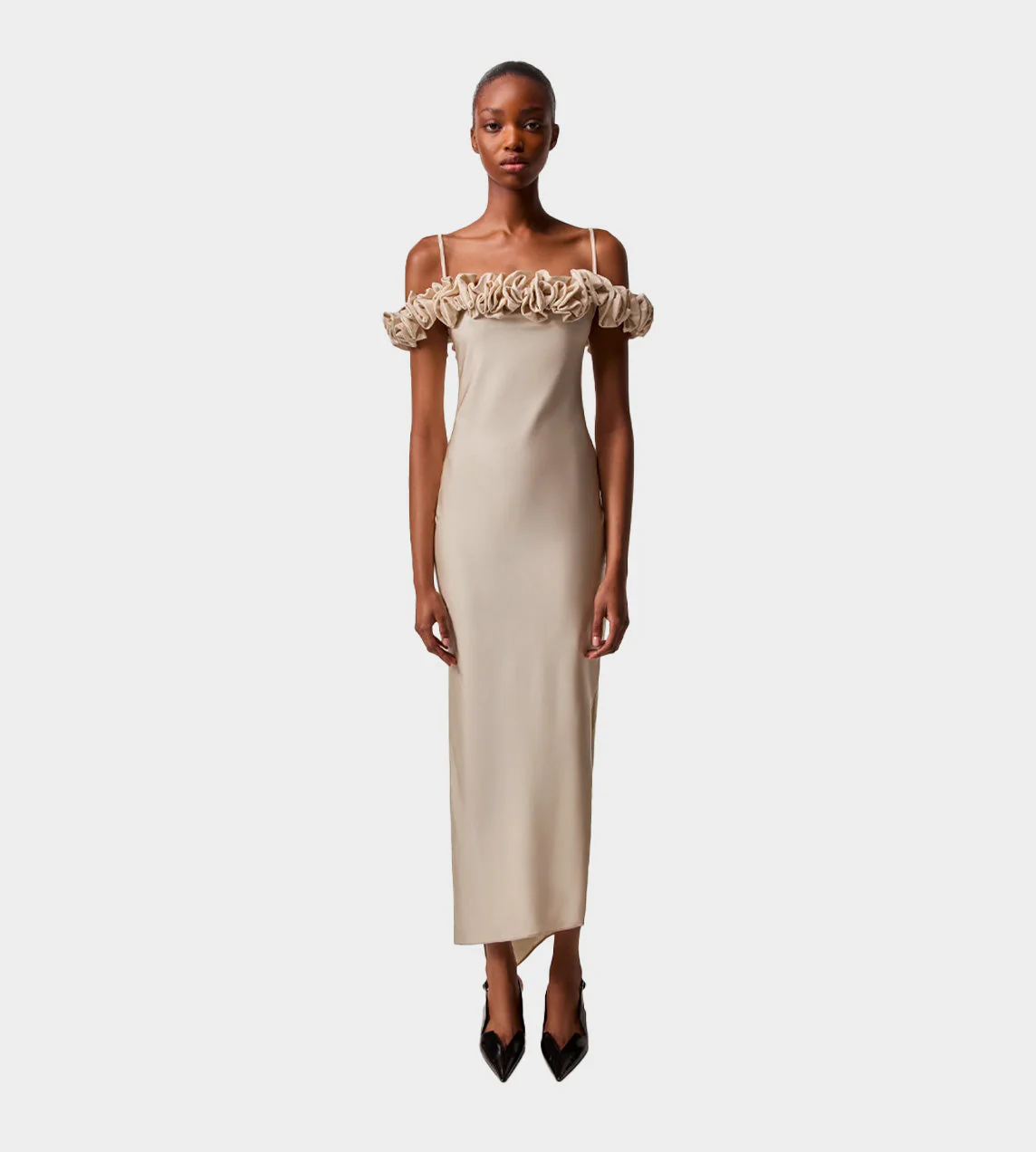 Coperni Ruffle Dress - Beige