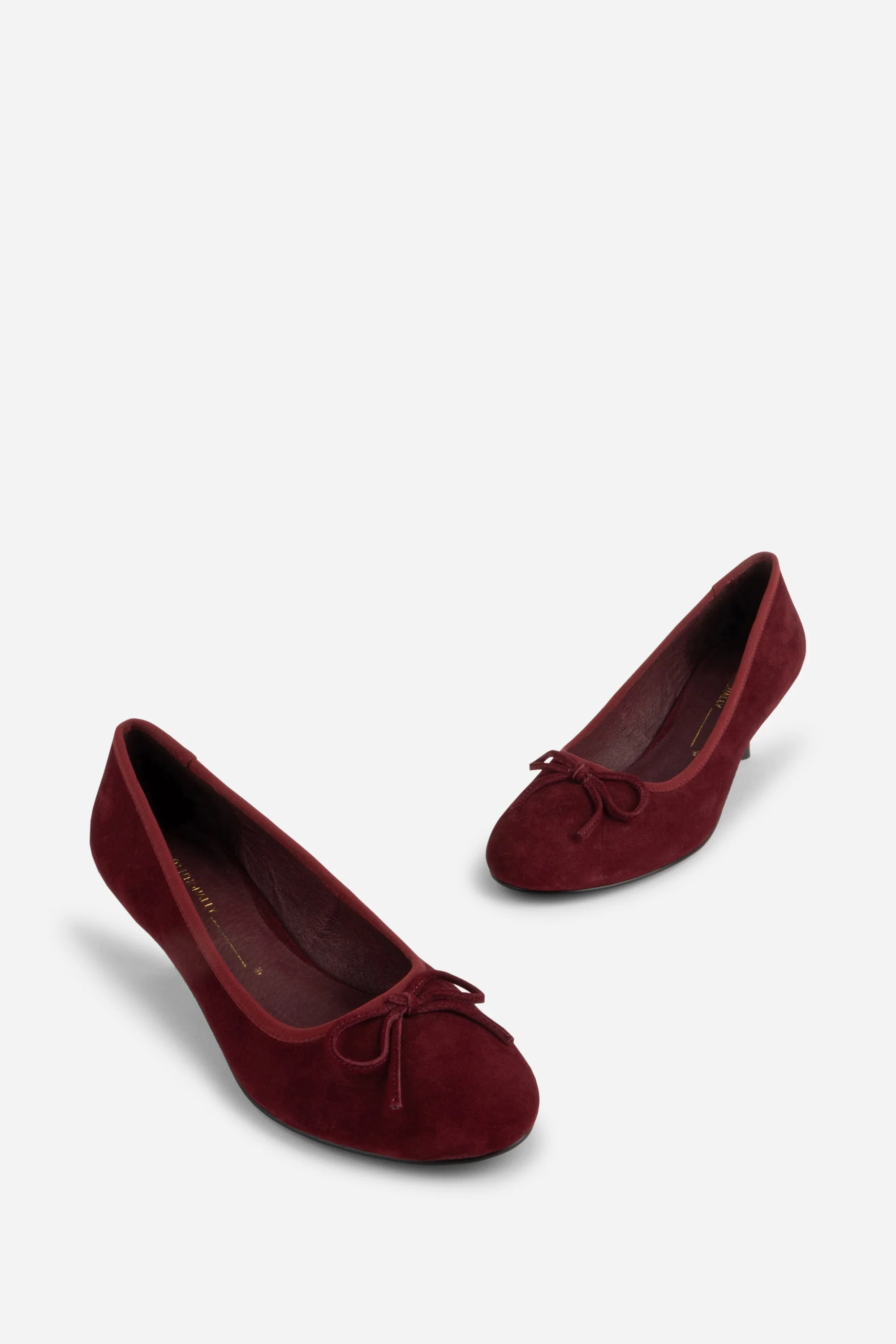 "INTENTIONALLY __________." BINA SUEDE KITTEN HEEL - MERLOT/Black - Image 7