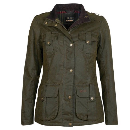 Barbour Winter Defense Wax Jacket  - Olive/Classic - Image 3