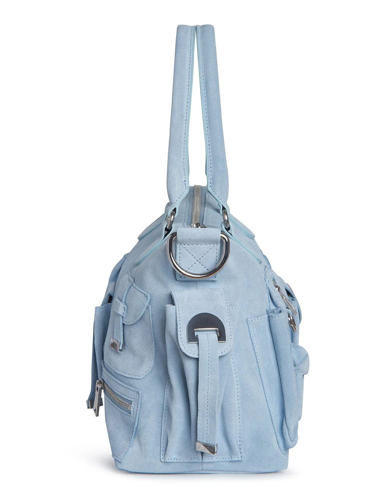 Cynthia Rowley Suede Cargo Pocket Shoulder Bag - Denim Blue - Image 3