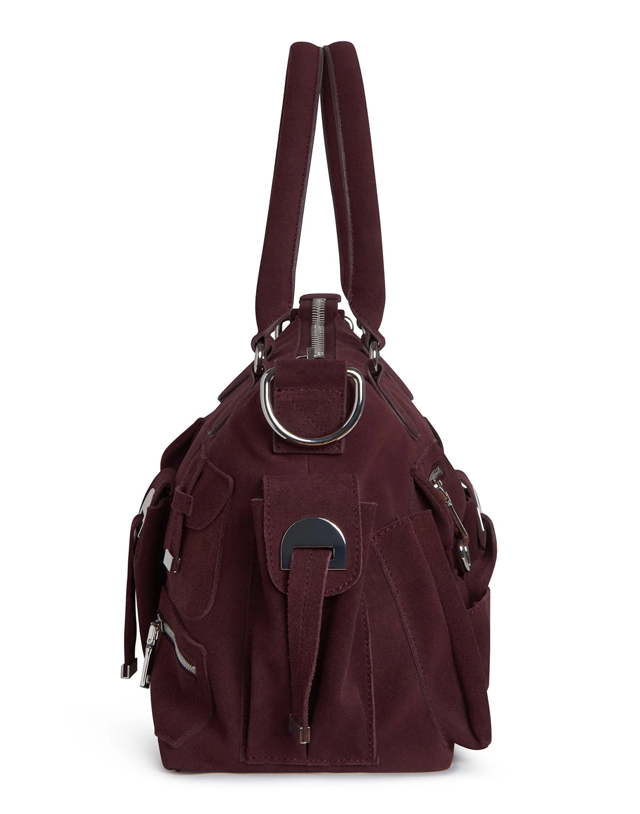 Cynthia Rowley Suede Cargo Pocket Shoulder Bag - Oxblood - Image 5