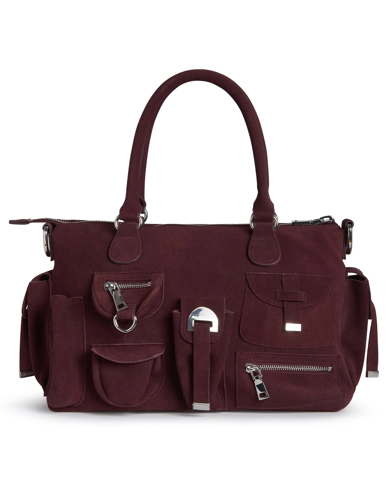 Cynthia Rowley Suede Cargo Pocket Shoulder Bag - Oxblood - Image 6