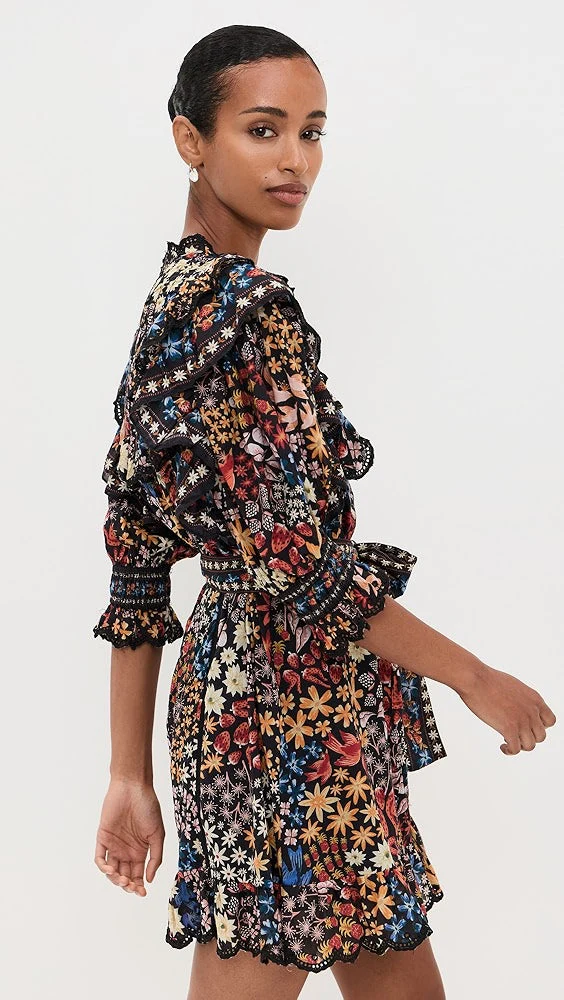 Farm Rio Womens Mini Dress - Jujus Garden Black - Image 3