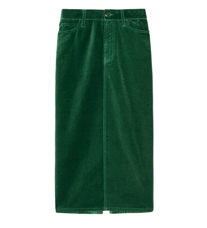 The Great. The Velvet Column Skirt - Emerald Green - Image 5