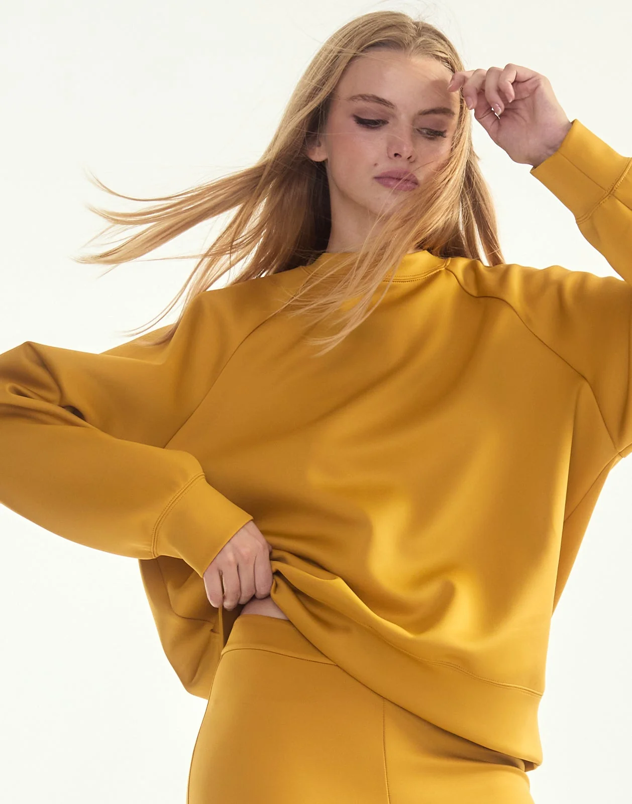 Cynthia Rowley Bonded Pullover Sweatshirt - Golden Yellow - Image 3