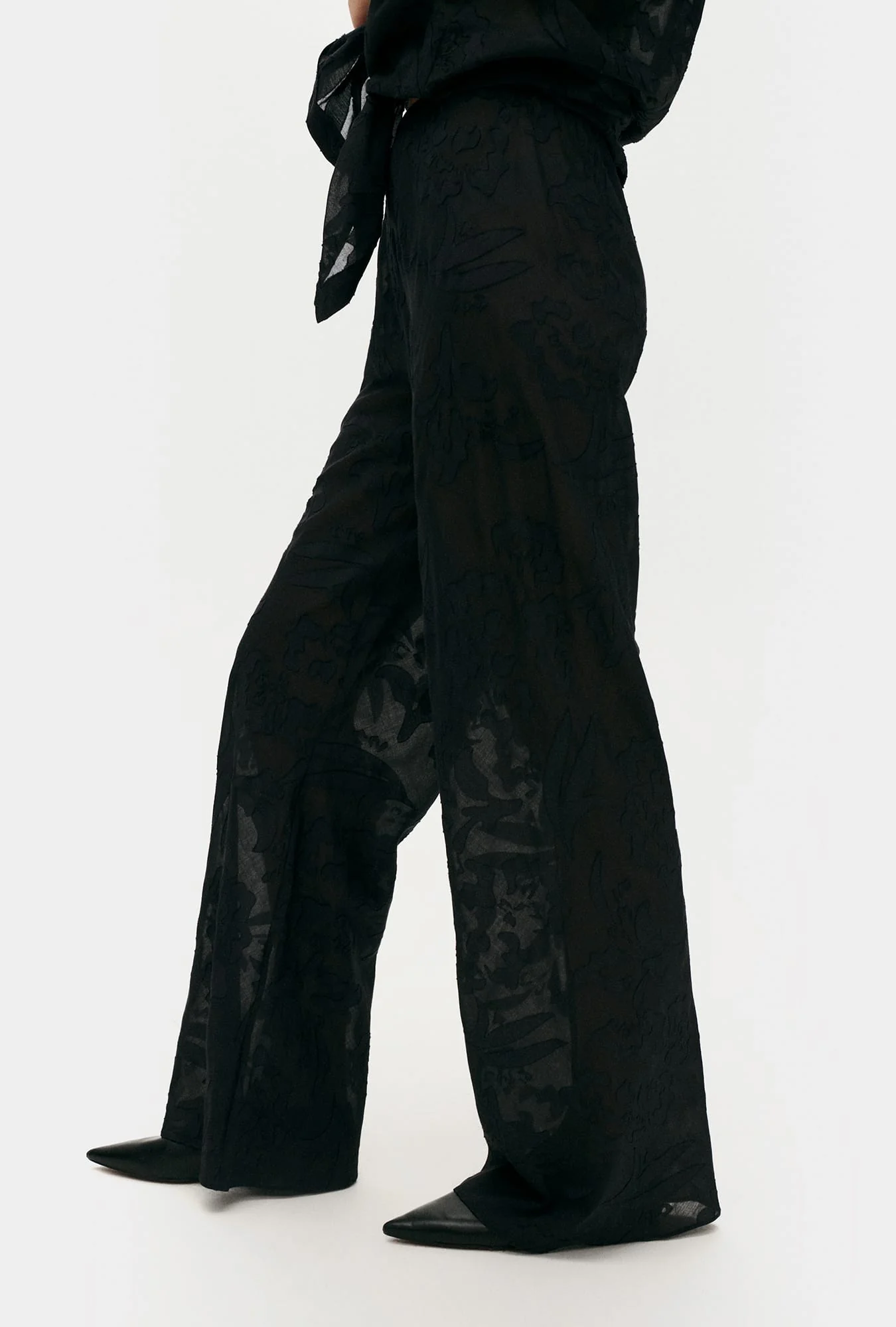 Silk Laundry Clip Silk Bias Cut Pants - Tulipa Black - Image 2