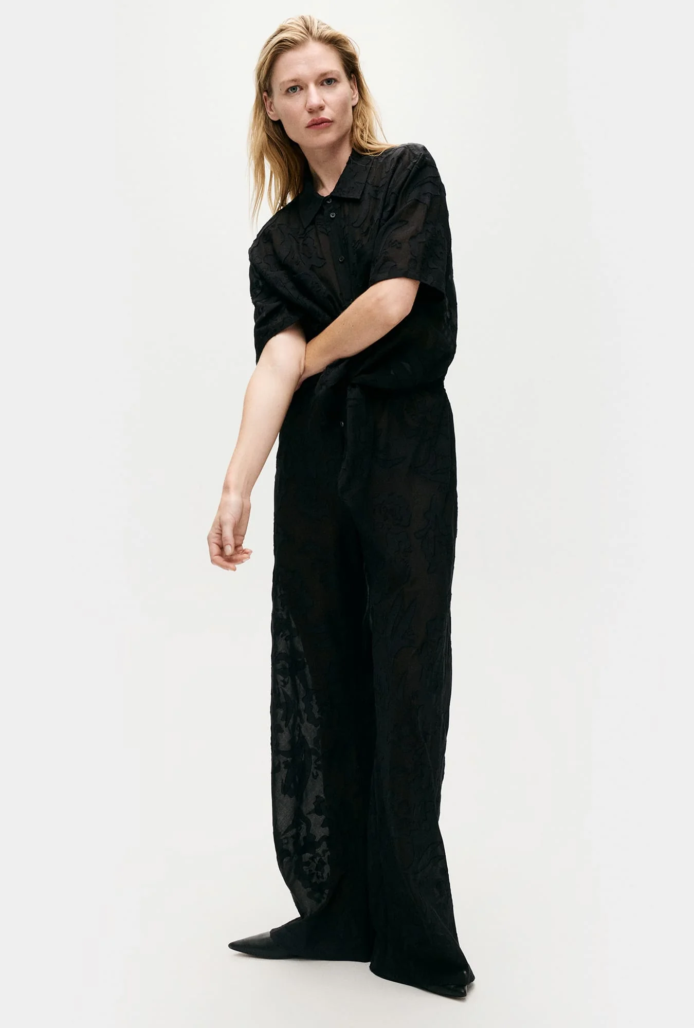 Silk Laundry Clip Silk Bias Cut Pants - Tulipa Black - Image 3