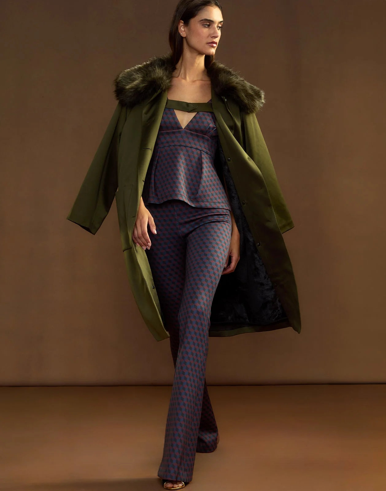 Cynthia Rowley Polished Coat - Dark Olive - Image 3