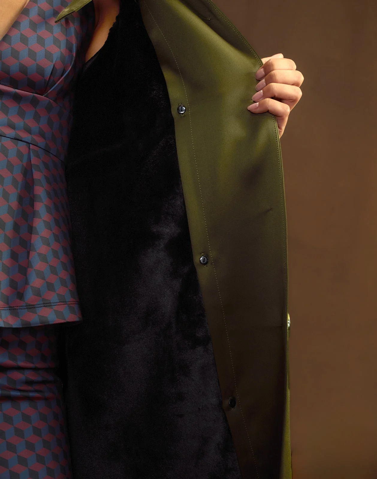 Cynthia Rowley Polished Coat - Dark Olive - Image 5
