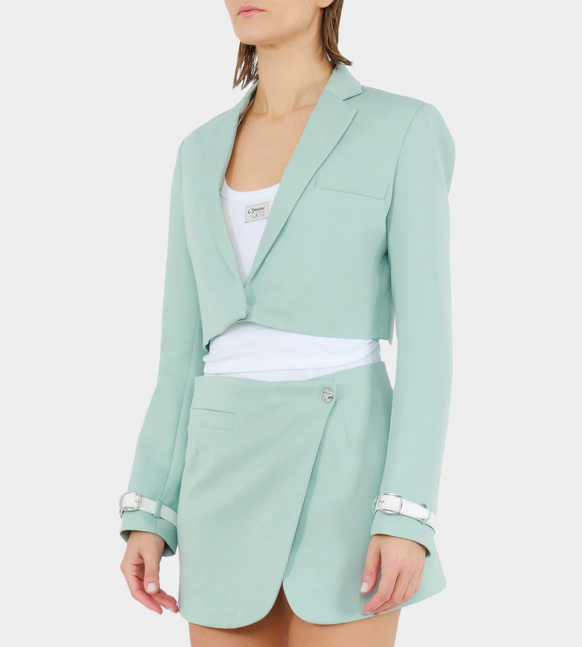 Coperni Cropped Tailored Jacket - Green - Image 3