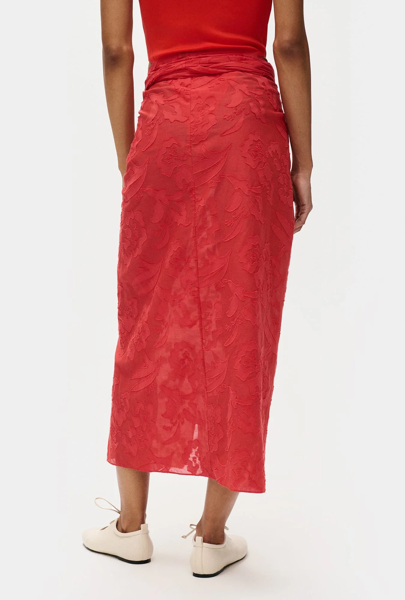 Silk Laundry Clip Silk Wrap Skirt - Geranium - Image 2