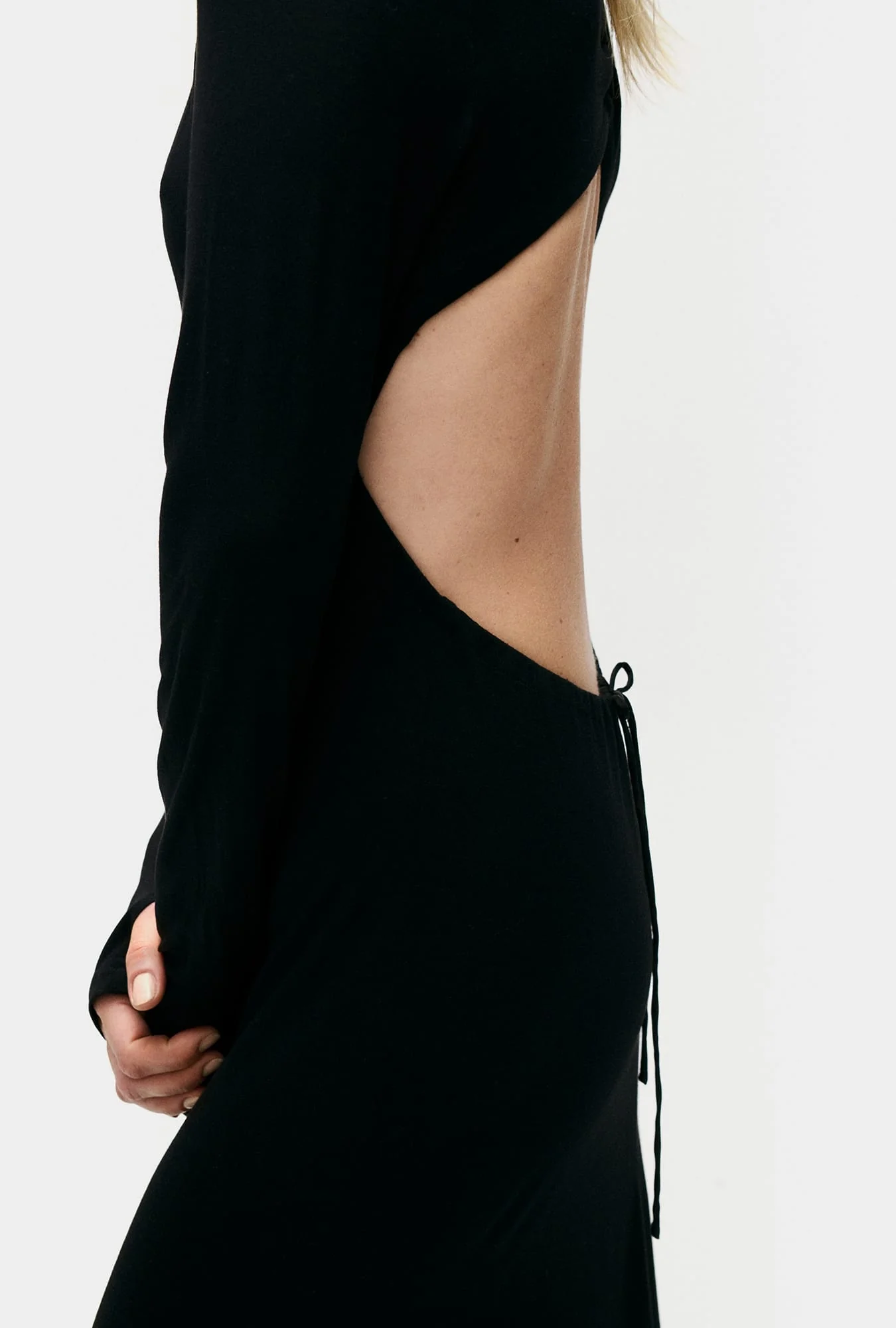 Silk Laundry Jersey Modal Cutaway Dress - Black - Image 5