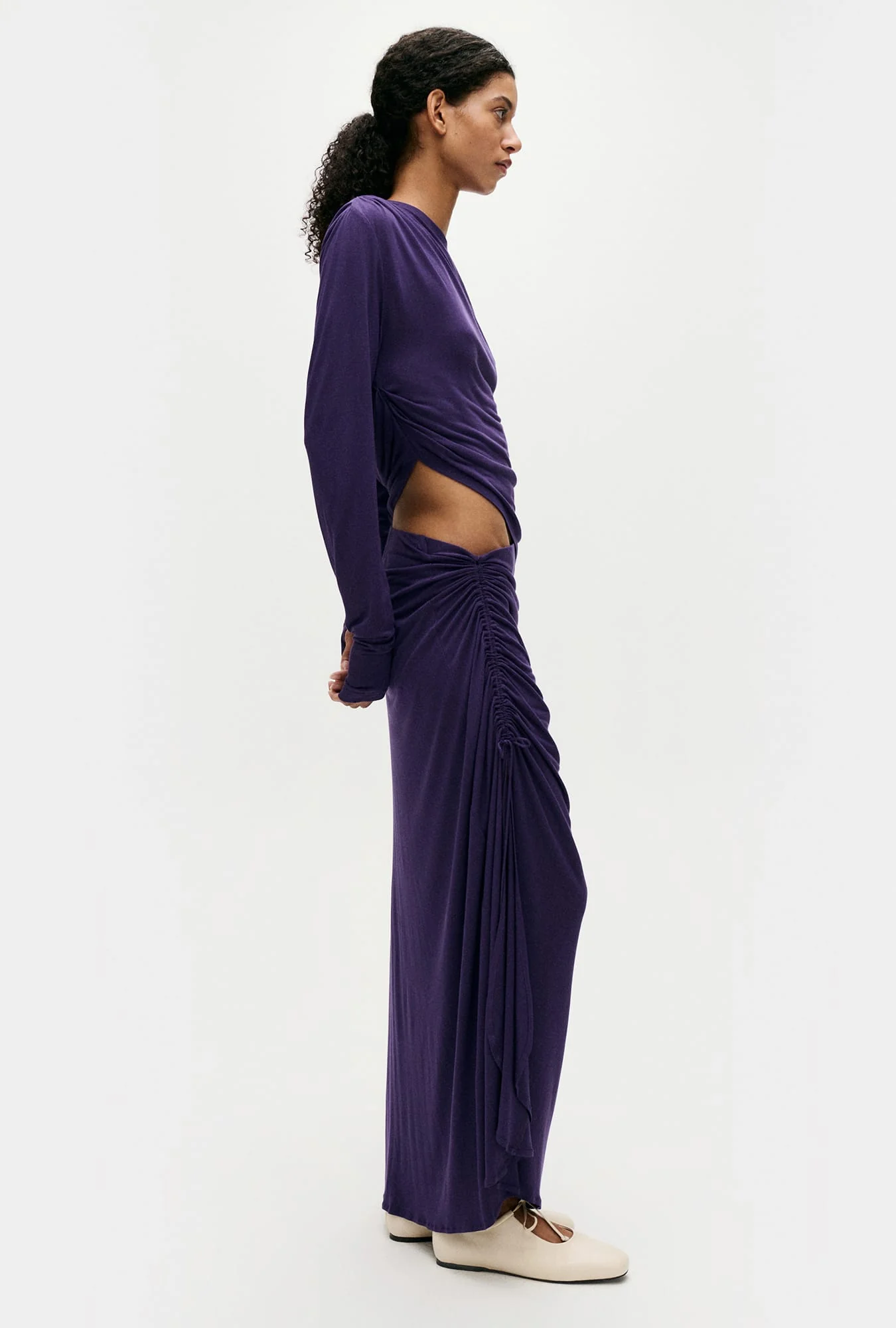 Silk Laundry Jersey Modal Drape Top - Nightshade - Image 2