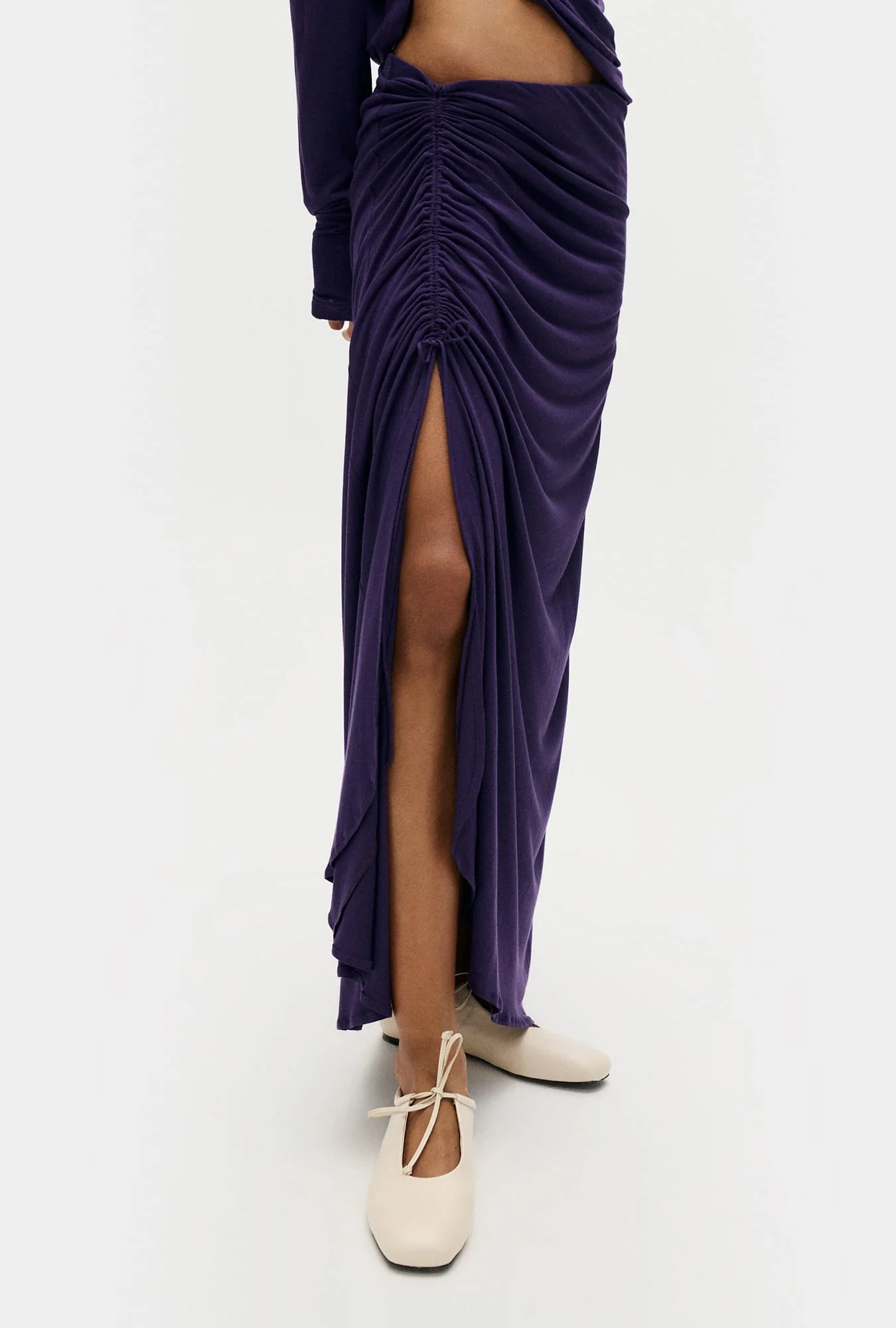 Silk Laundry Jersey Modal Ruched Skirt - Nightshade - Image 3