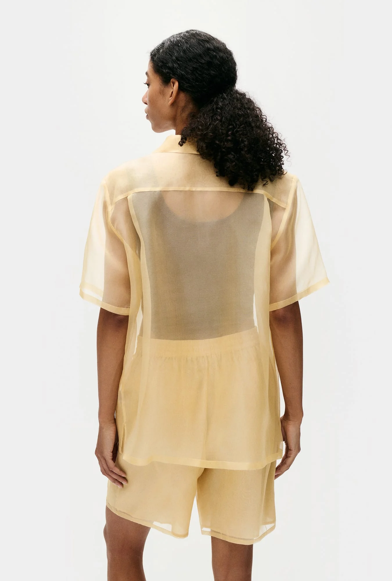 Silk Laundry Organza Boxer Shorts - Beige - Image 3