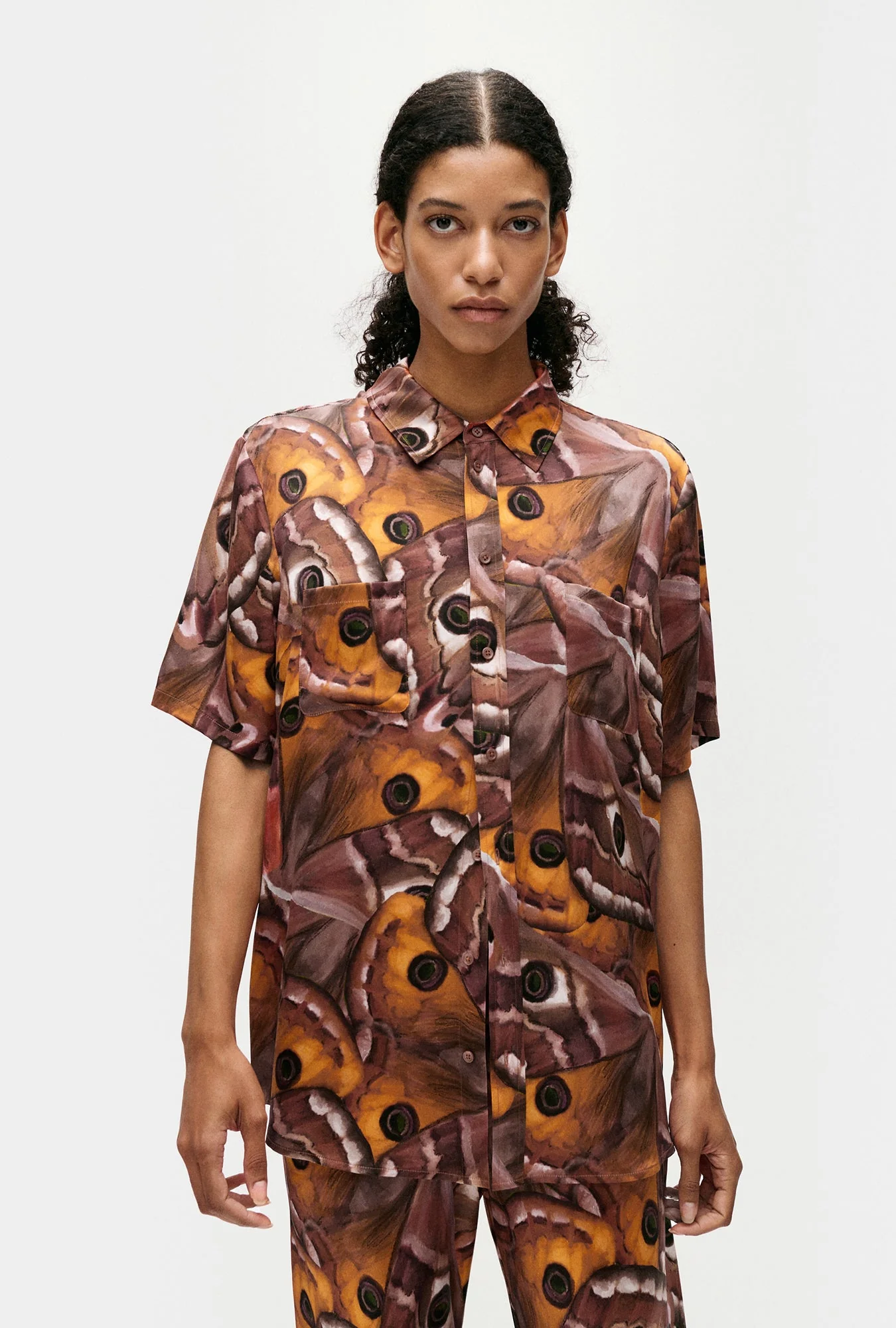 Silk Laundry Short Sleeve Boyfriend Shirt - Wingspan - Image 3