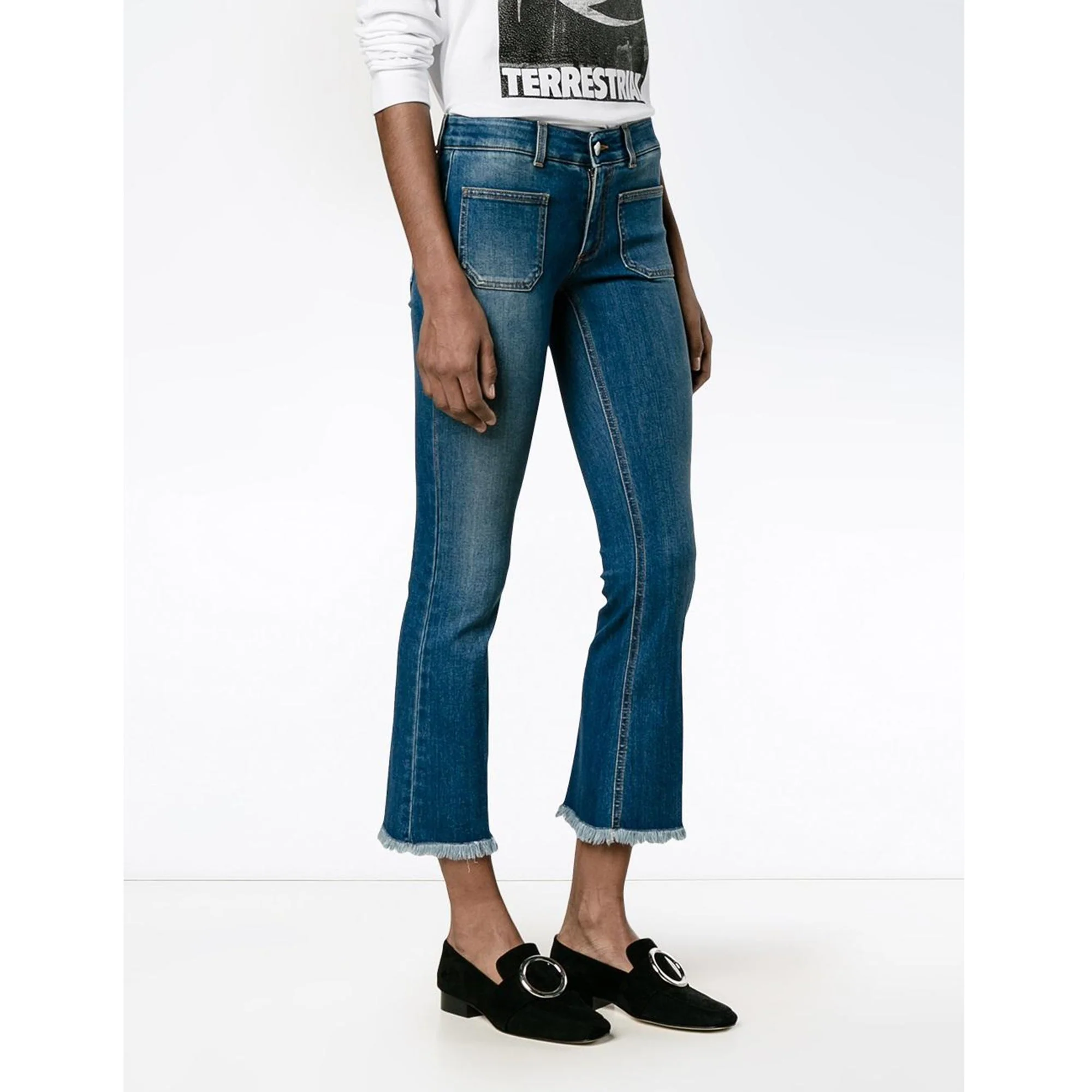 STELLA MCCARTNEY Kick Flare Frayed Pocket Jeans - blue - Image 2
