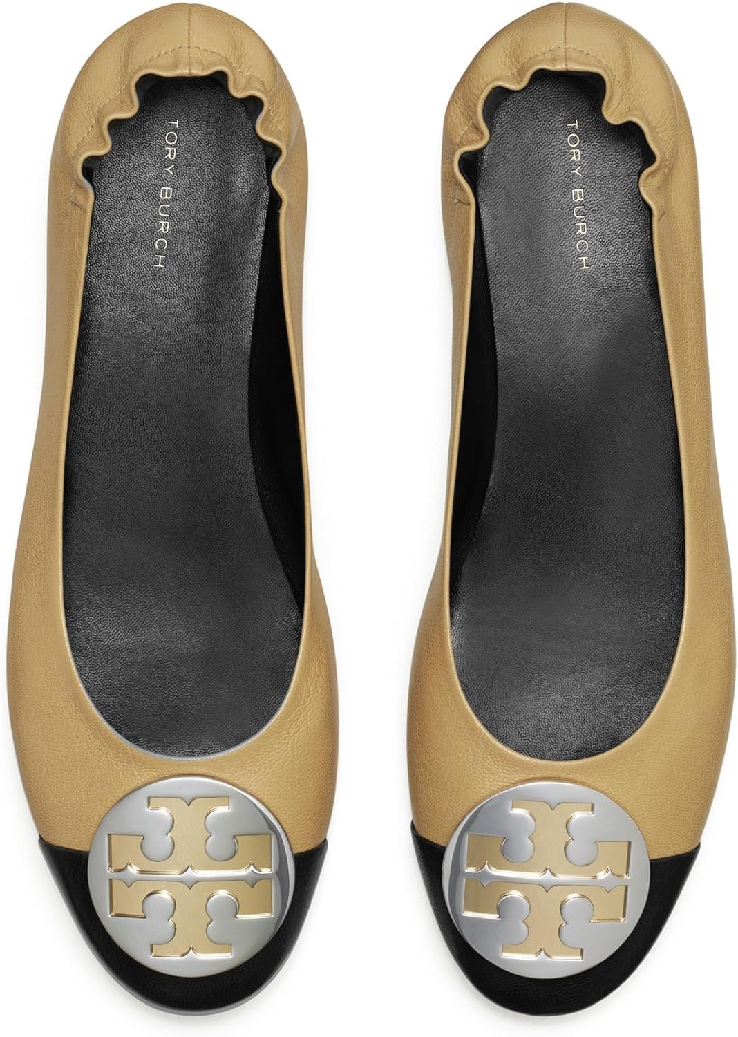 Tory Burch Claire Cap-Toe Ballet Flat - Ginger Shortbread/Perfect Black - Image 3
