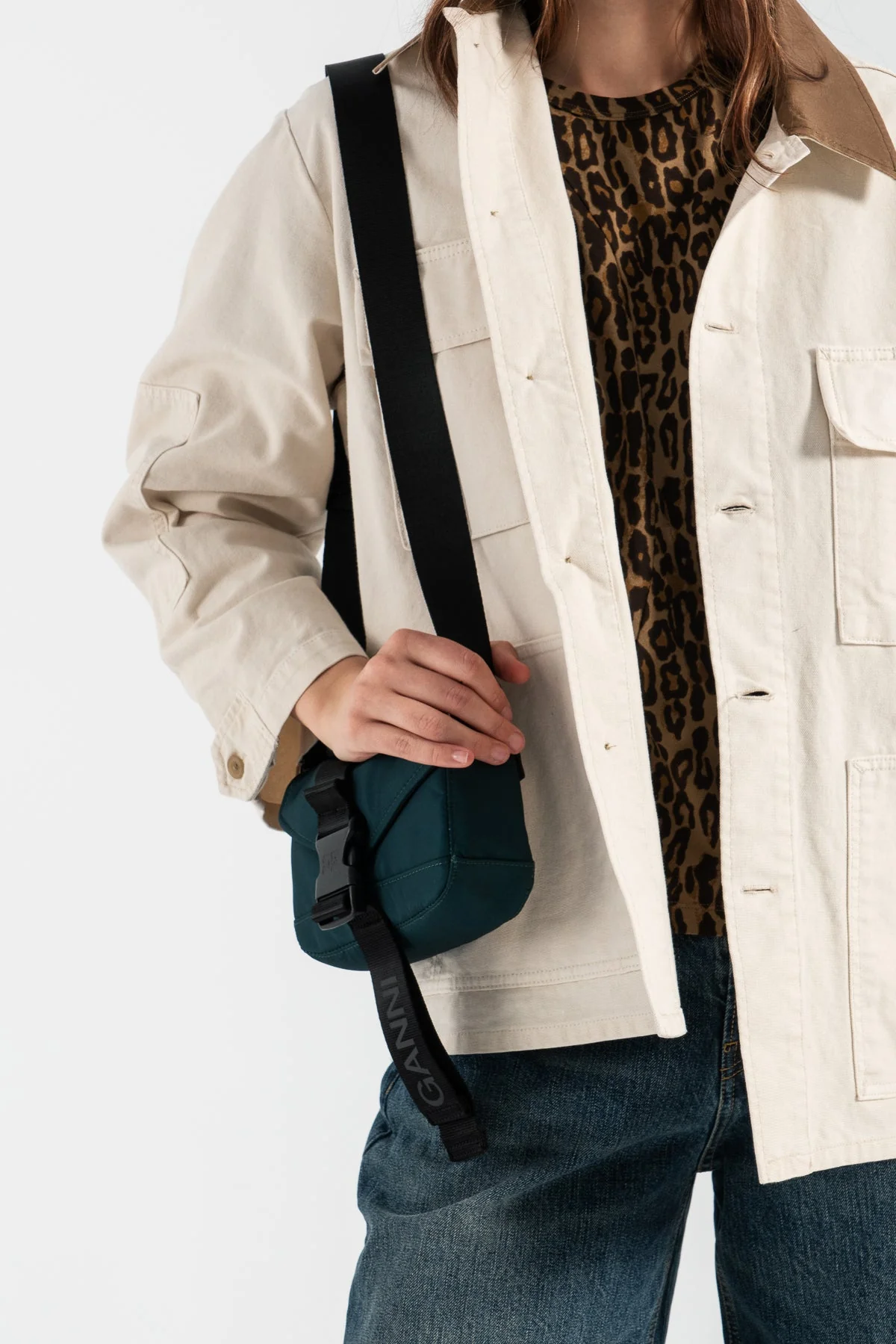 Ganni Recycled Tech Mini Satchel - Forest Night - Image 8