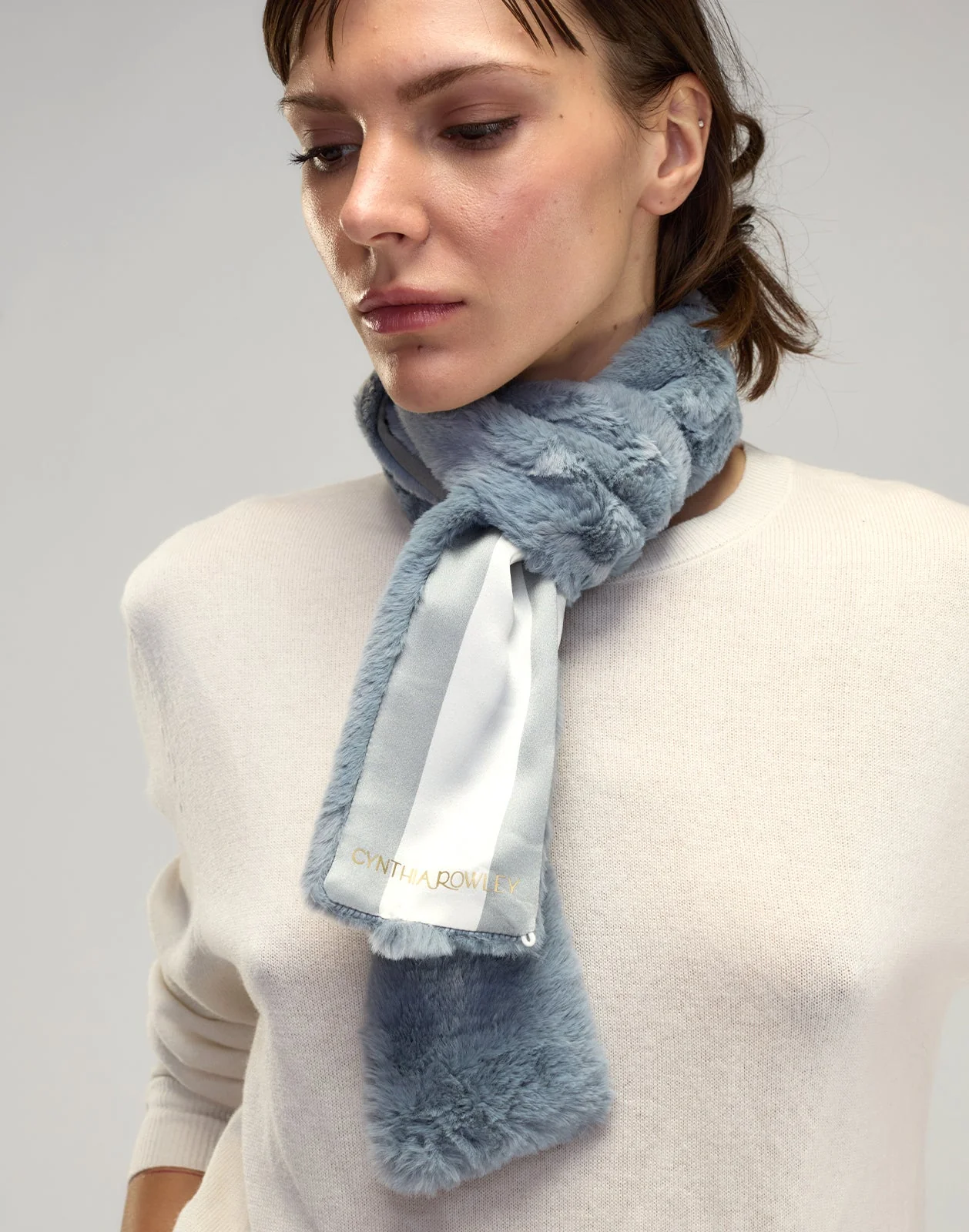 Cynthia Rowley Out East Faux Fur Silk Scarf - Image 2