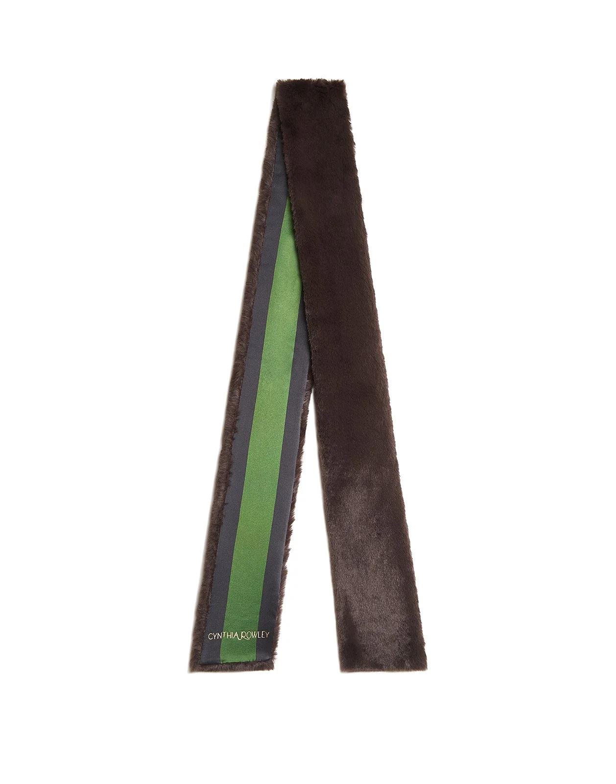 Cynthia Rowley Out East Faux Fur Silk Scarf - Brown - Image 3