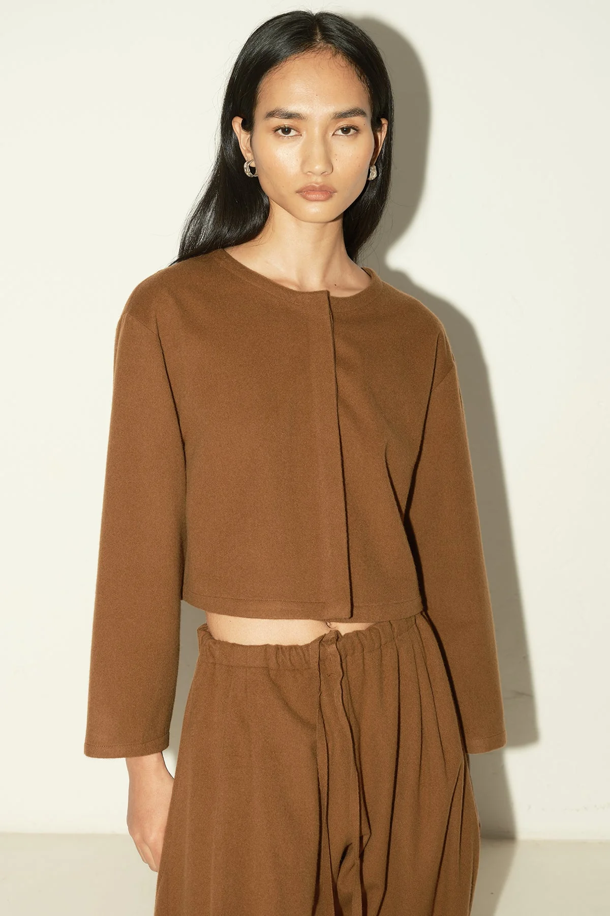 Datura Brushed Wool Pays Top-Jacket - Avellana - Image 2