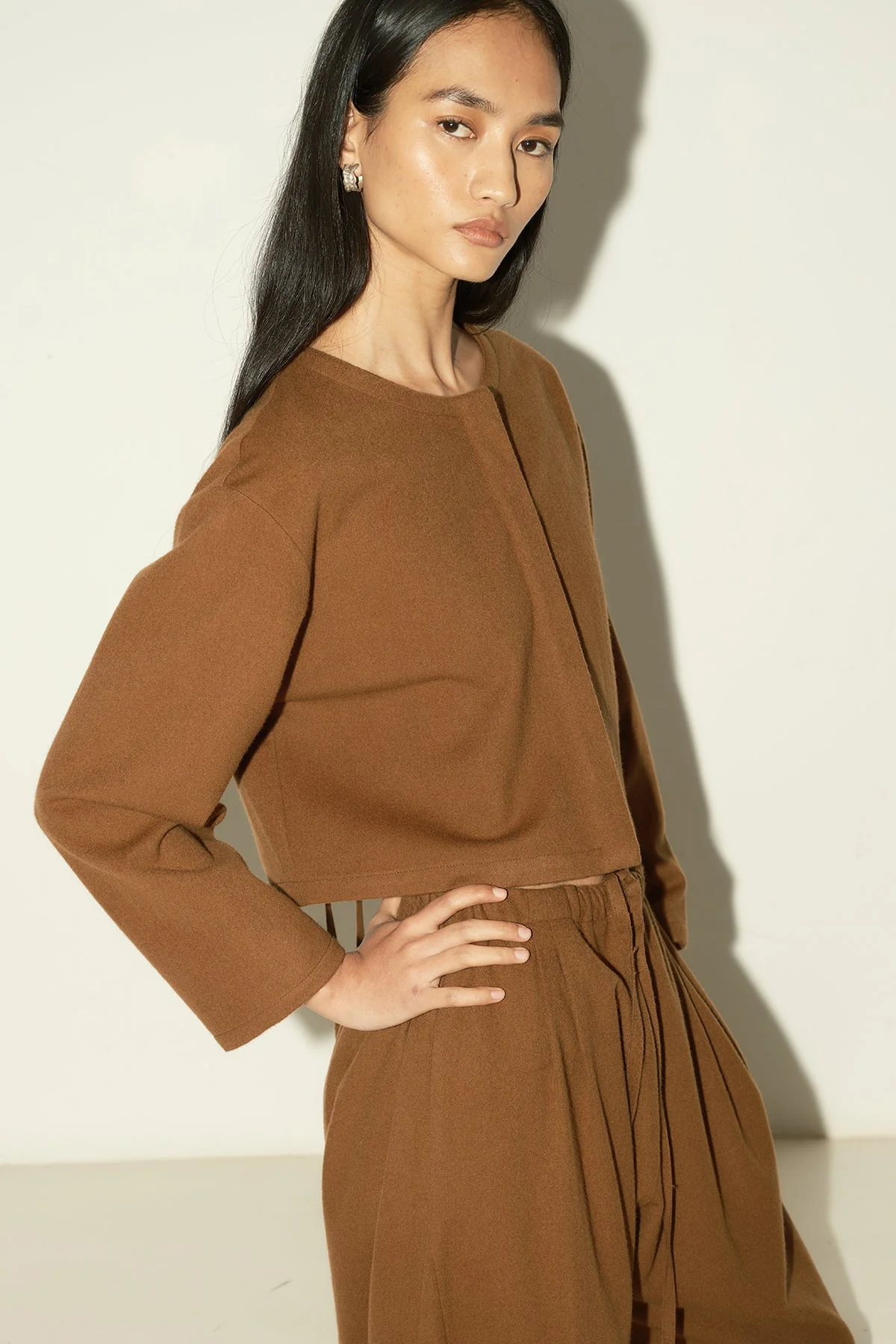 Datura Brushed Wool Pays Top-Jacket - Avellana - Image 3