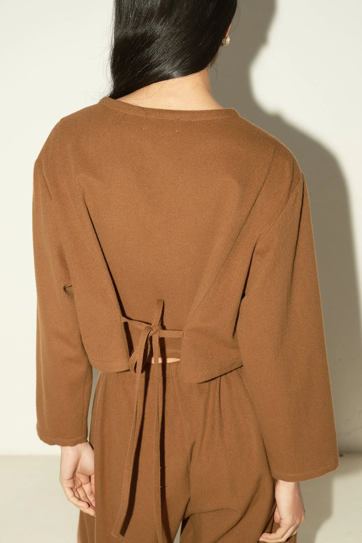 Datura Brushed Wool Pays Top-Jacket - Avellana - Image 4