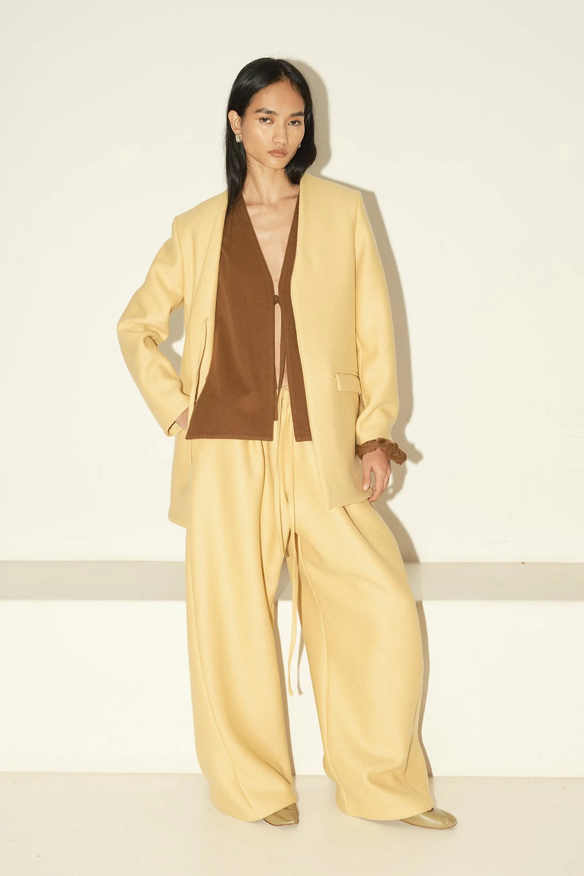 Datura Heavy Boiled Wool Judo Pants - Butter - Image 3